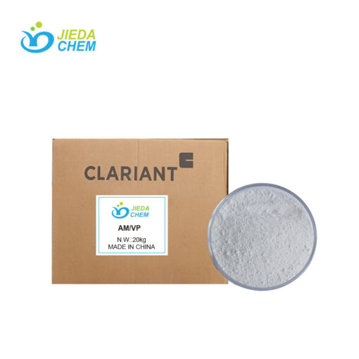 25kg carton packaging of AVC polymer next to white powder sample in a plate