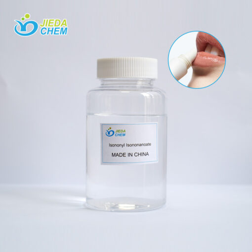 The transparent liquid Isononyl Isononanoate contained in a small bottle