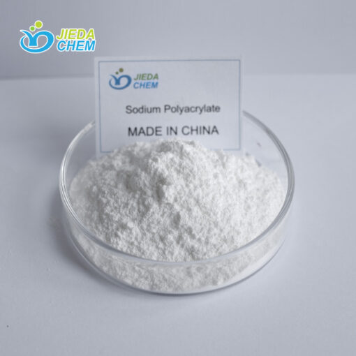 White powdered Sodium Polyacrylate contained in a transparent small bowl